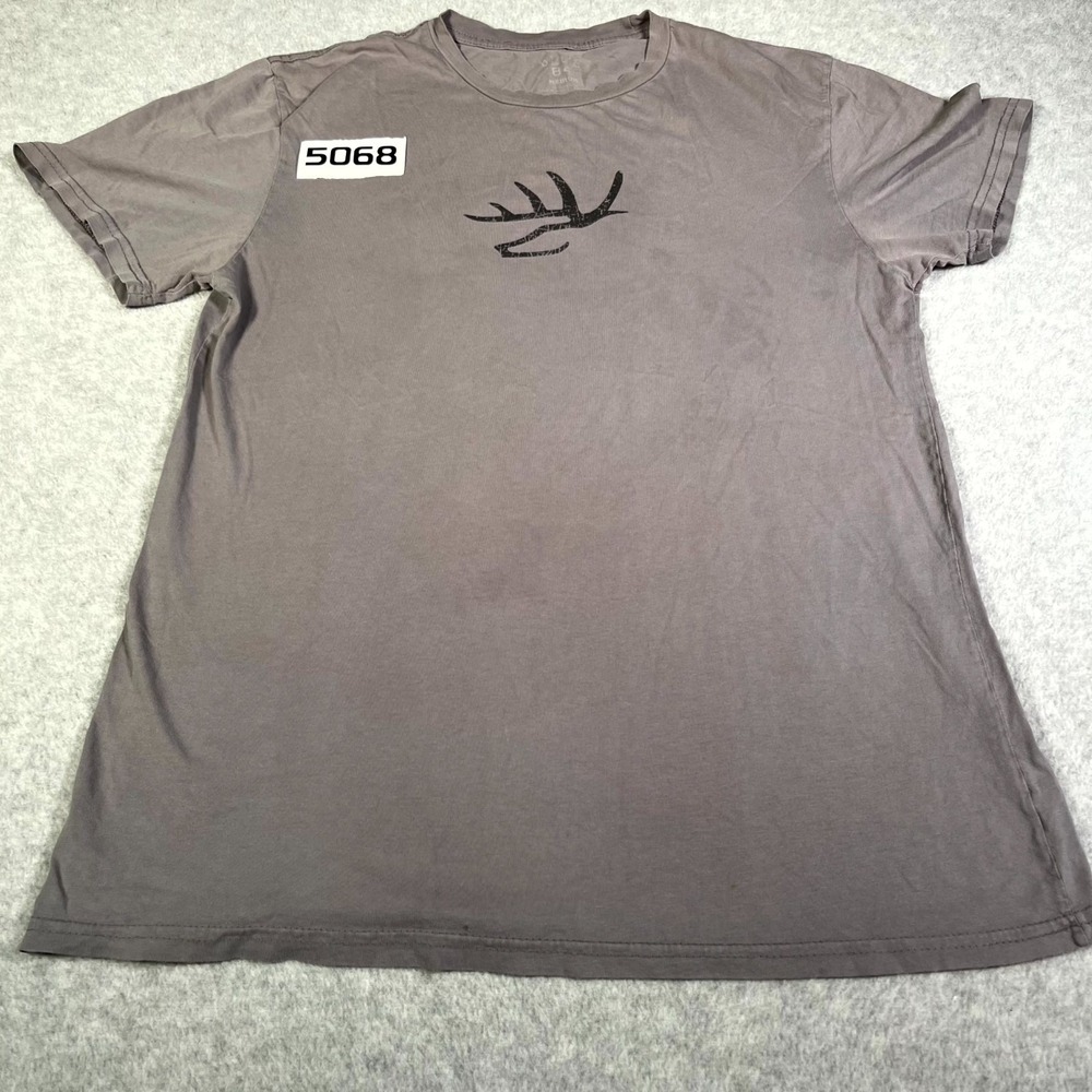 Heartland Bowhunter T Shirt Mens Medium Gray Antler Logo Hunting Short Sleeve